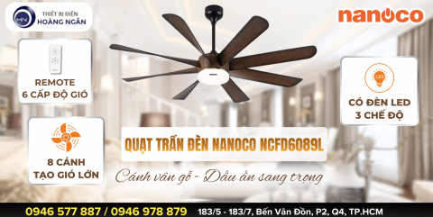QUẠT TRẦN ĐÈN VÂN GỖ NANOCO NCFD6089L - DẤU ẤN SANG TRỌNG VỚI CÔNG SUẤT GIÓ MẠNH MẼ, CÓ ĐÈN LED & REMOTE ĐA NĂNG