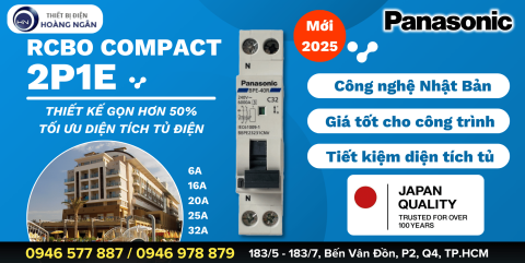 RCBO Panasonic Compact 2P1E Mới Nhất 2025 - Nhỏ Gọn, Tiết Kiệm Diện Tích Tủ Điện - Từ Panasonic Nhật Bản