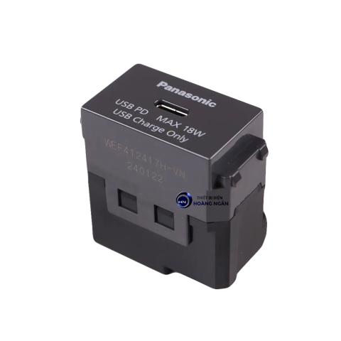 Ổ cắm sạc USB 1 cổng type C 18W màu đen WEF412417H-VN Panasonic