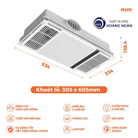 Quạt Hút Sưởi Nhà Tắm NBD2560 Nanoco